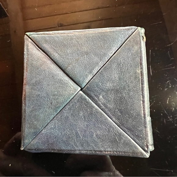 Leather Wallet. Pull corners to open coin pocket.Turn over,unsnap bill organizer - Picture 1 of 5